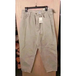A.N.A High Rise Balloon Jeans Size 14 Taupe Roomy Hip & Thigh Tapered Leg NWT